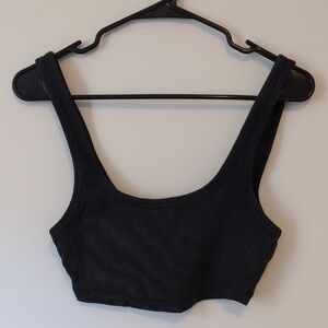 Zara Black Ribbed Crop Tank